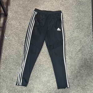 Adidas Kids Black Joggers with White Stripes